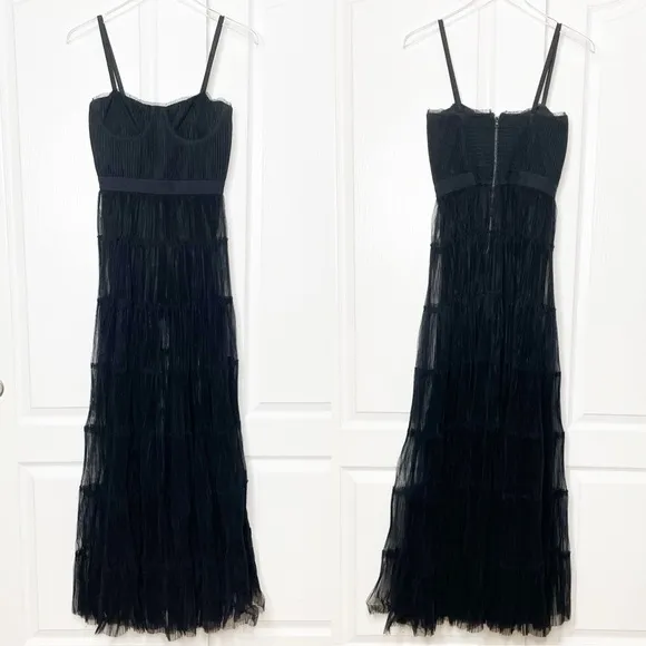 NWT Alice + Olivia Deena Pleated Maxi Dress with Hot Pants‎ Size 2 Black - Image 6