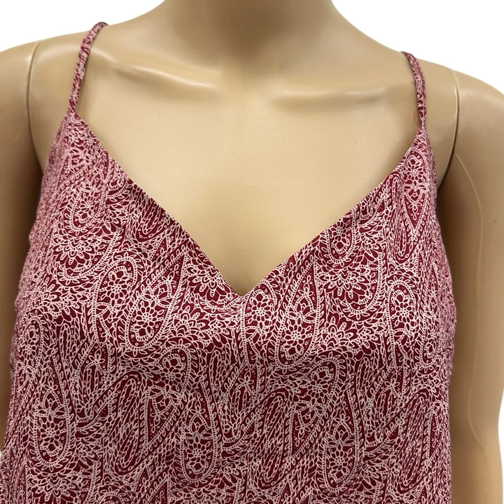 Joe Fresh Burgundy Paisley Print Spaghetti Strap Tie Back Dress Womens XL - Image 3