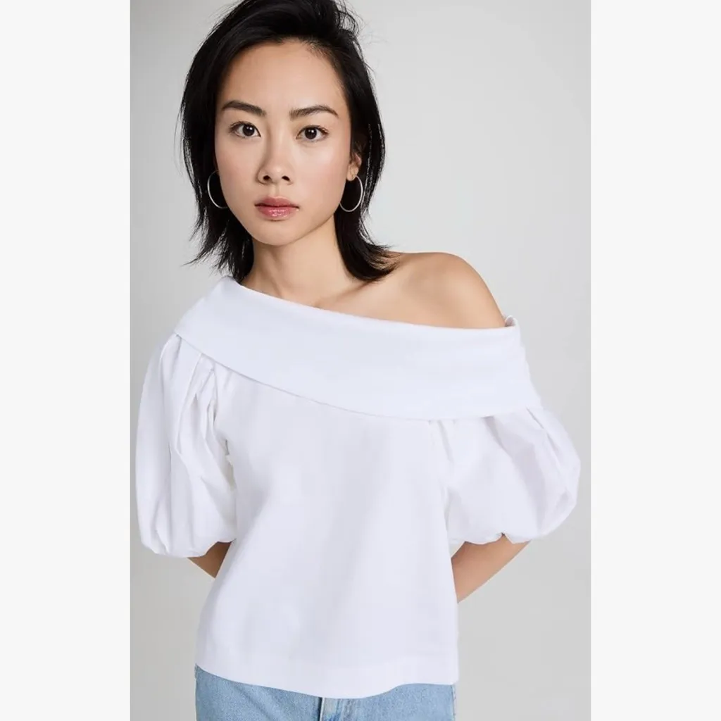 NWT Tanya Taylor Georgia Off Shoulder Puff-
Sleeve Top Optic White Medium $295 - Image 3