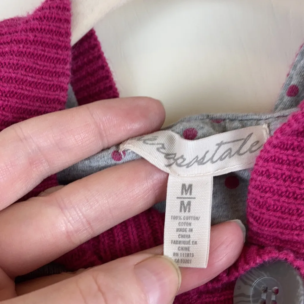 Aeropostale Gray & Fuchsia Striped Hooded 3/4 Sleeve Sweater Barbiecore A125 - Image 2