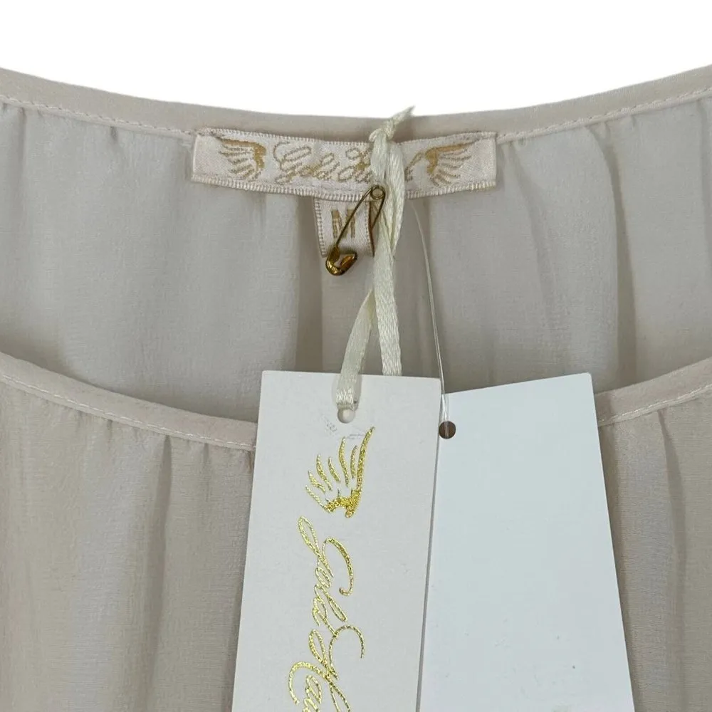 NEW/NWT Gold Hawk Ivory Silk & Black Lace Dolman Sleeve Blouse Size Medium Top - Image 3