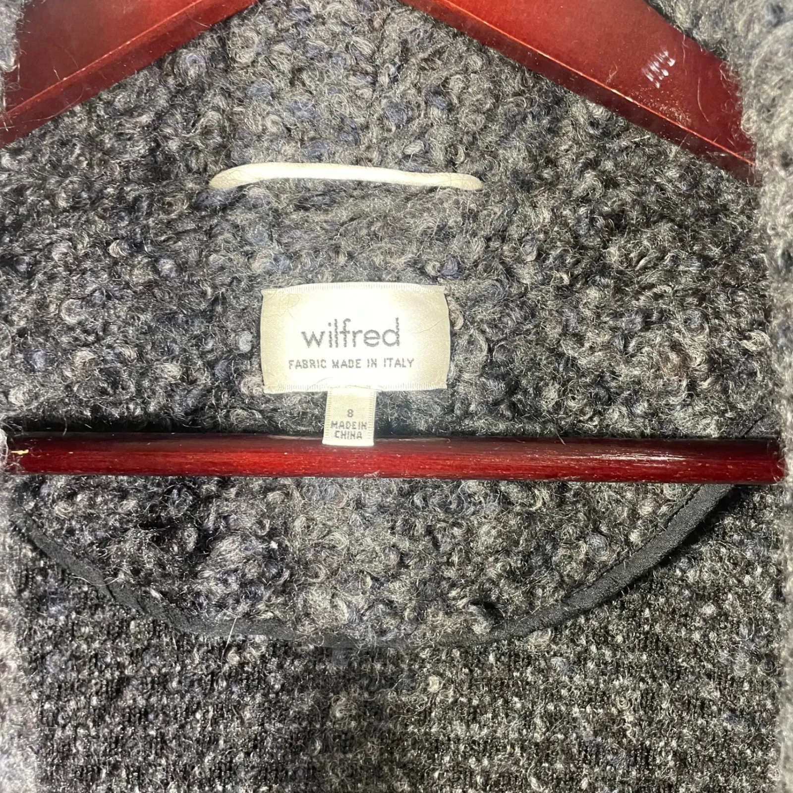 Wilfred Aritzia Boucle Shawl Collar Open Cardigan Gray Wool Blend Women's 8 - Image 2