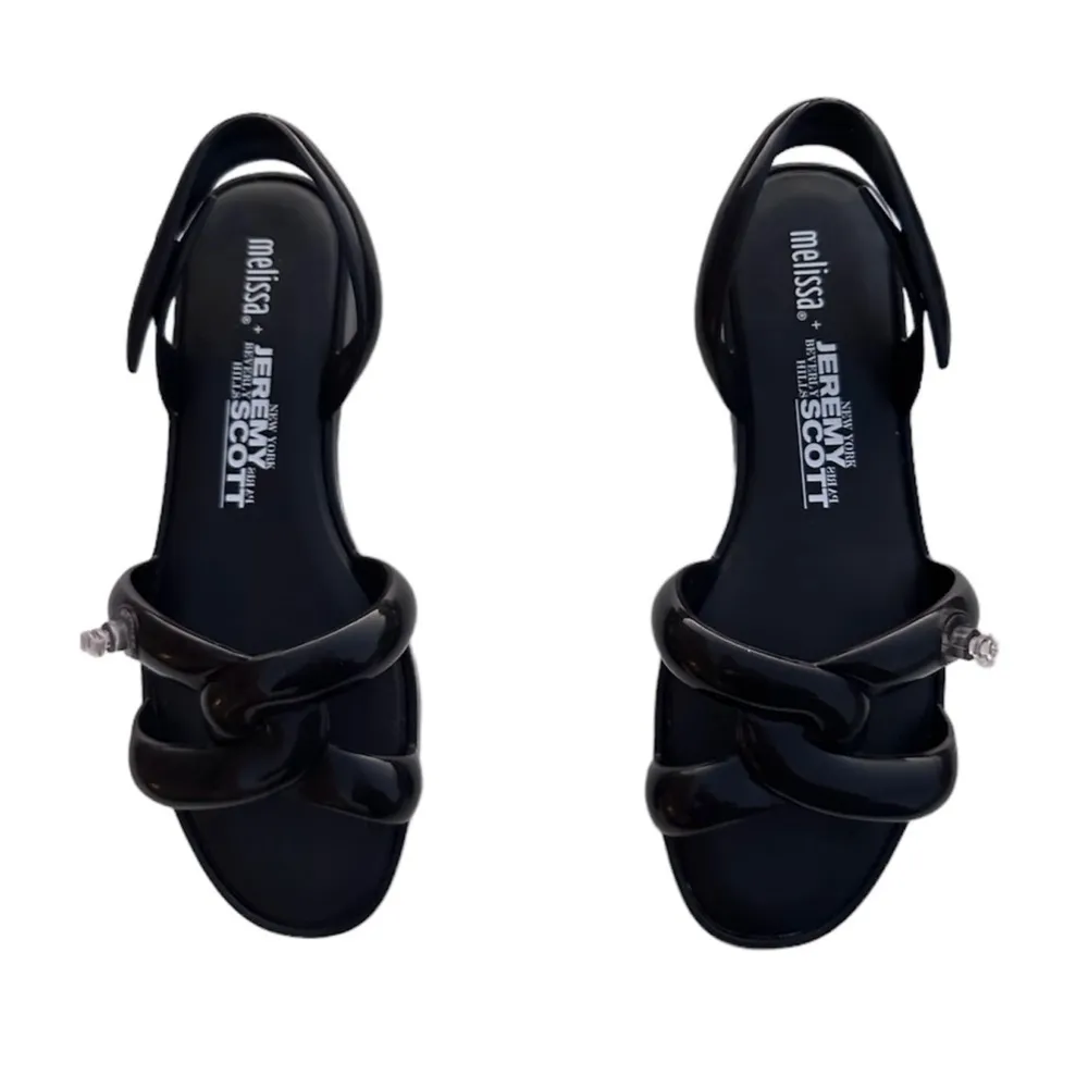 Melissa + Jeremy Scott Tube Sandals Black Rubber Slingback 9 - Image 2