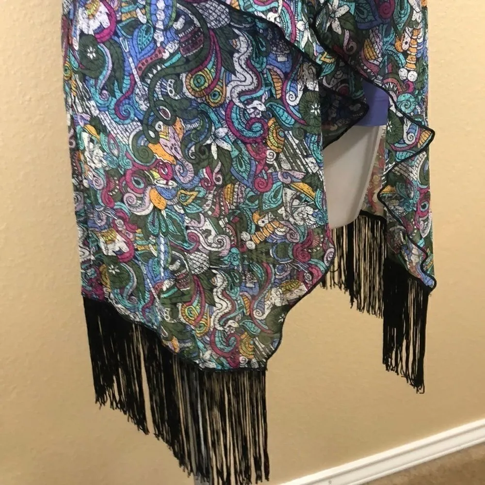 Lularoe green purple short sleeve open kimono - Image 3