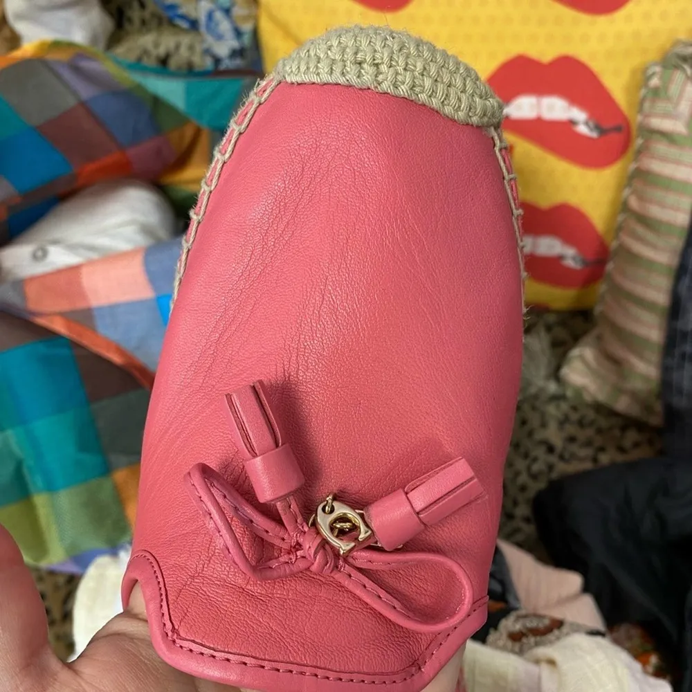 Coach pink Cassidy espadrille leather flats tassel - Image 46