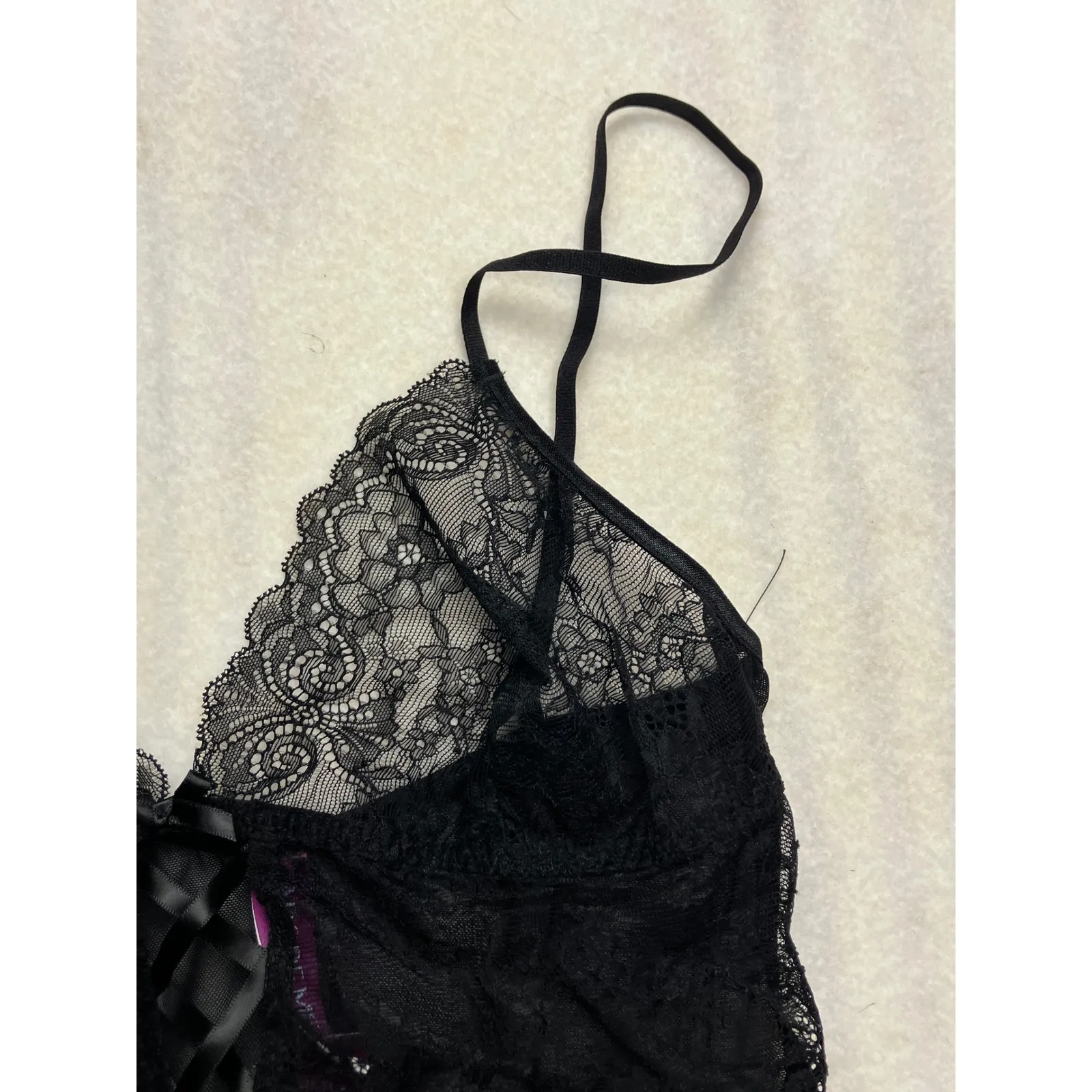 Adore Me Black Lace Babydoll Chemise Matching‎ Panty Set Size M - Image 3