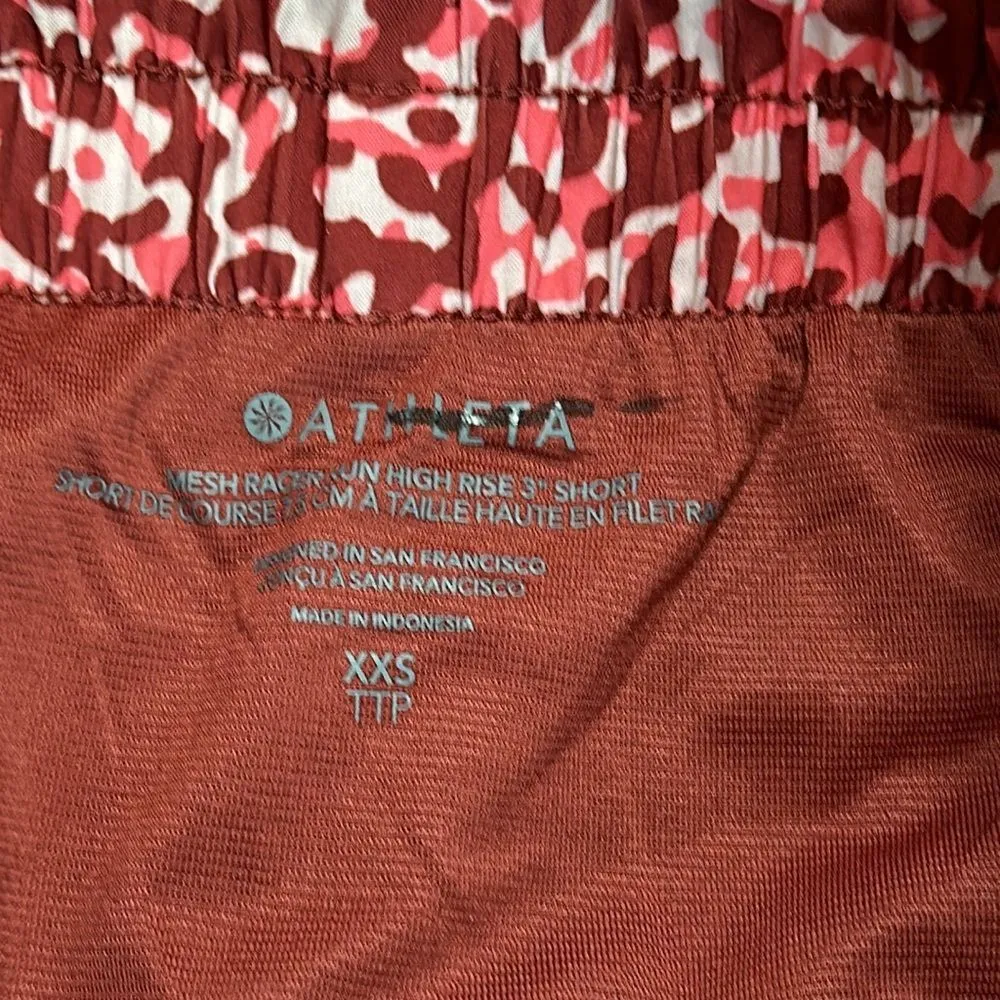 NWOT Athleta 3” High Rise Mesh Racer Run Burgundy‎ Leopard Shorts Size XXS - Image 12