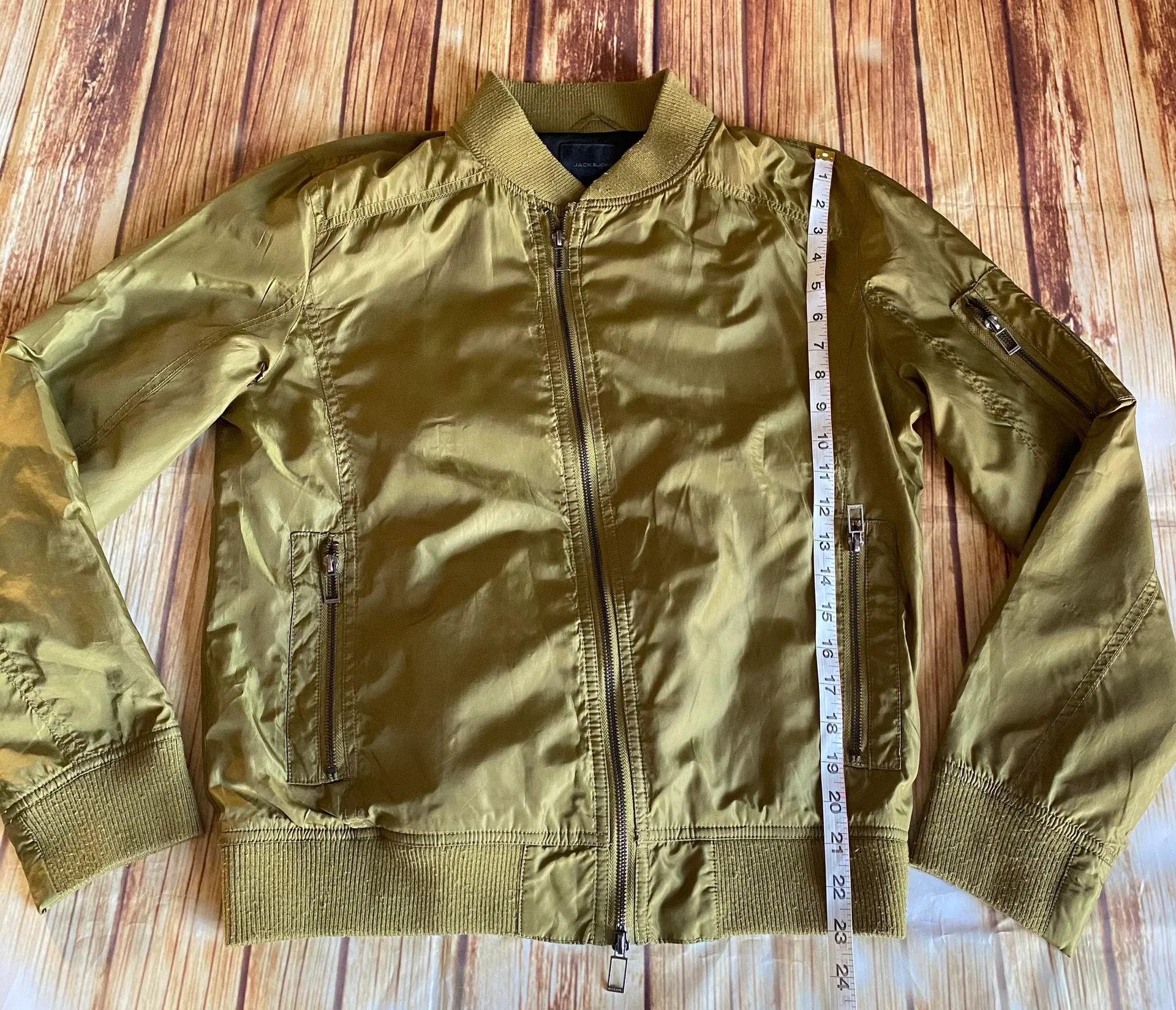 Women’s Green Olive Bomber Jacket Sz Medium - Image 5