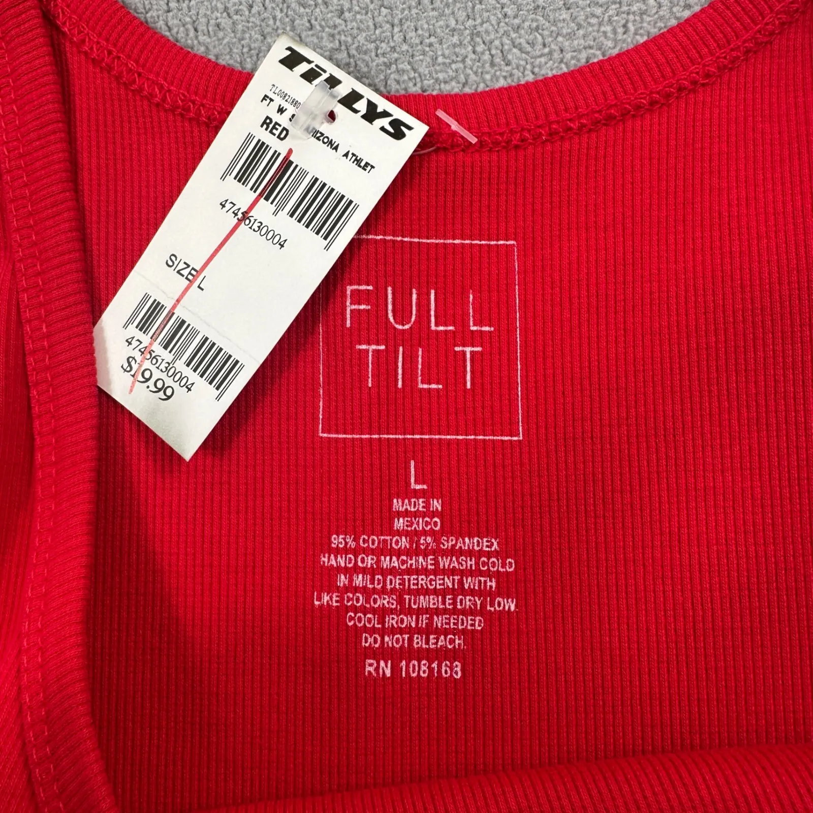 Full Tilt Arizona 1978 Cropped Tank Top Womens Red L Ribbed Graphic Retro Y2K - Image 4