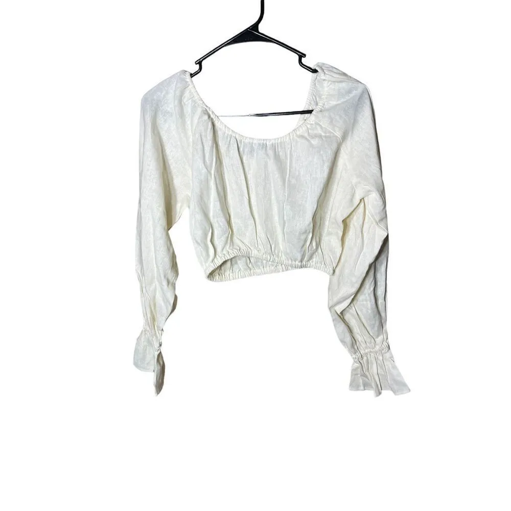 WeWoreWhat Linen Blend On/Off Shoulder‎ Tie Front Top Size XS - Image 8