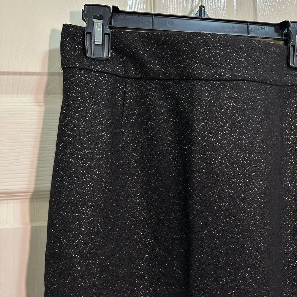 Women’s J. Crew Wool Blend Pencil Skirt Black Gold Sparkle Size 2 - Image 2