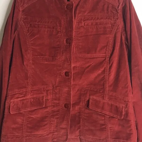 L.L. Bean ladies Corduroy button up fall chore coat Jacket size medium Red - Image 5