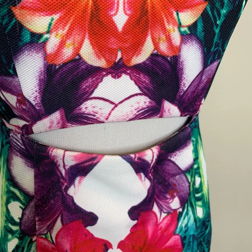 Tropical Body Con Dress Peekaboo Sz Small - Image 12