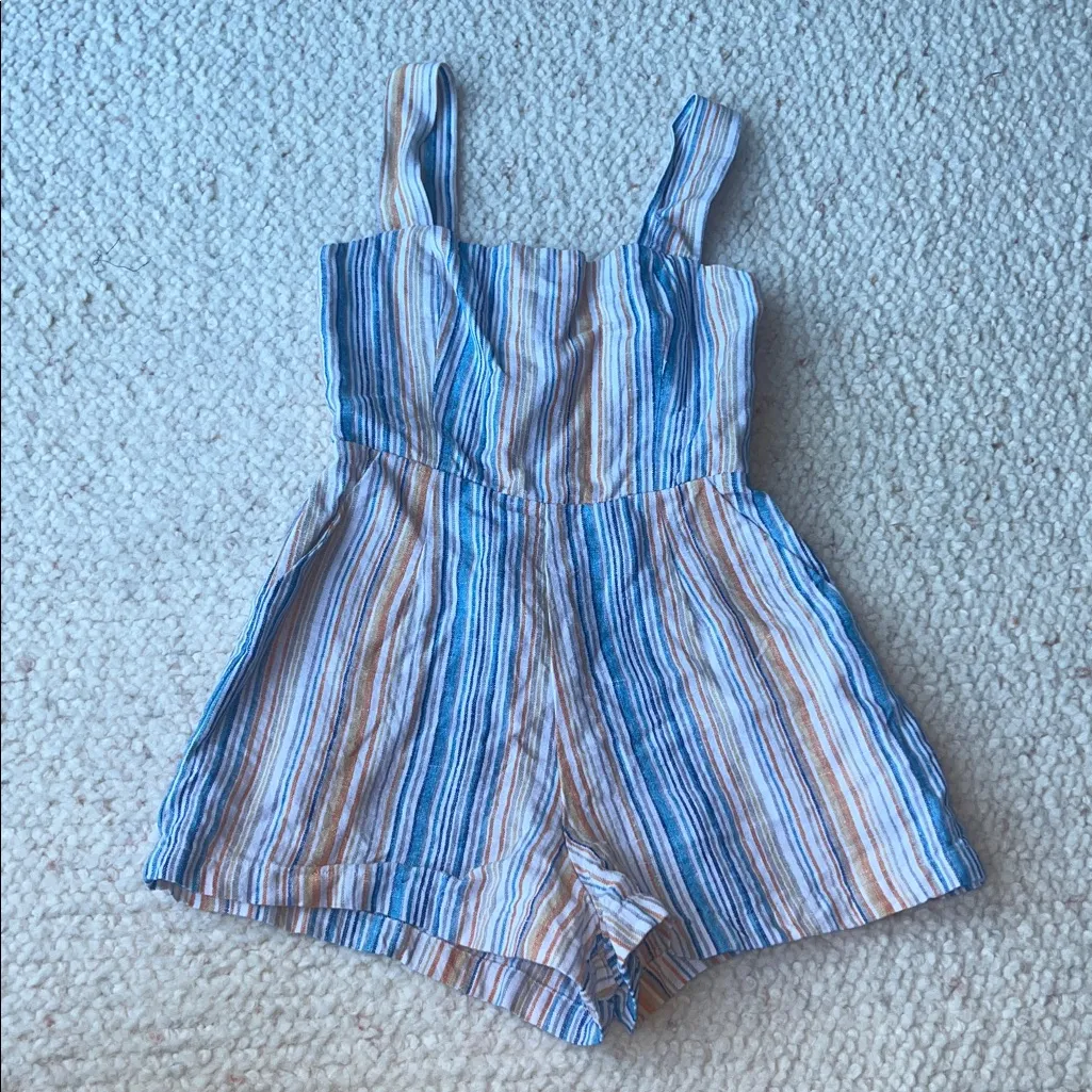 Reformation Island Linen Romper Marbella Stripe 0 - Image 4