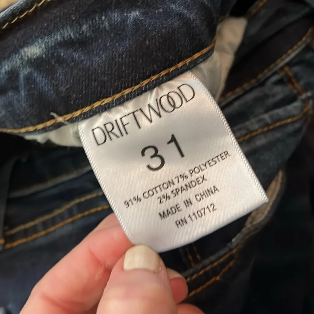 Driftwood‎ Colette embroidered floral raw hem cuff jeans ankle crop w31 L26 - Image 5