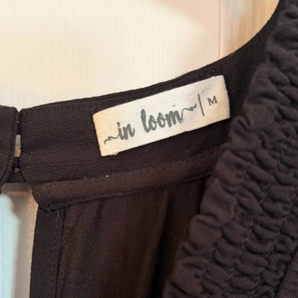 In Loom Black V Neck Maxi Dress Boho Medium - Image 7