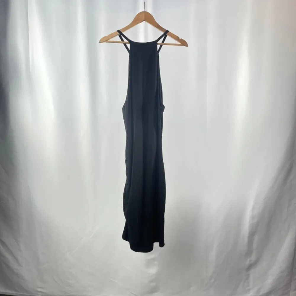 NWT Revolve x Pam & Gela Ruched Fitted High Neck Midi Dress in Black Size‎ Large - Image 3