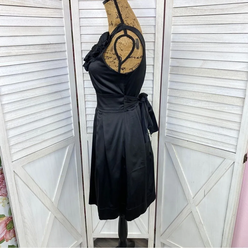 Teeze Me‎ Juniors Satin Taffeta One Shoulder Rosettes Dress Black 11 - Image 2