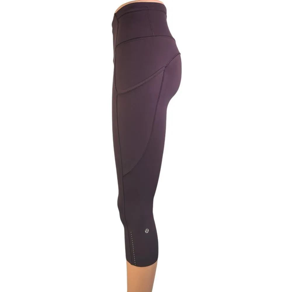 Lululemon Women's Maroon Red Low Rise Yoga Capri Athletic Leggings Pants Size S - Image 2