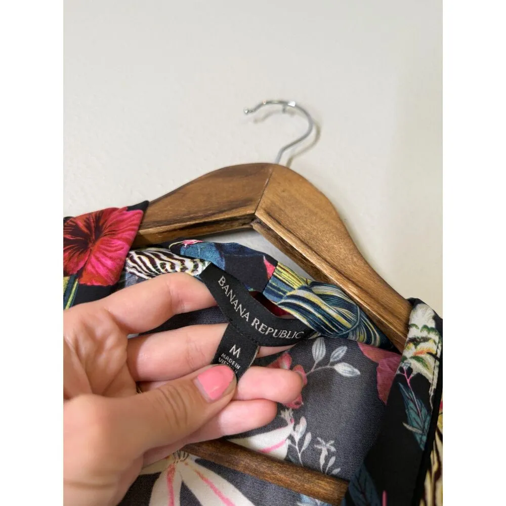 Banana Republic Zebra Floral Print Robe Womens Sz M Loungewear Intimates - Image 5