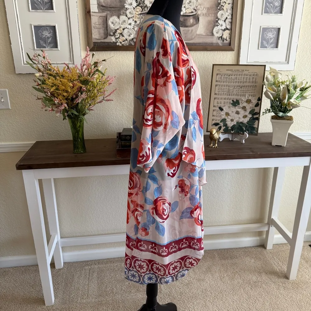 Floral Boho Kimono Duster Cardigan LuLaRoe Medium Cover Up Romantic Layering - Image 2
