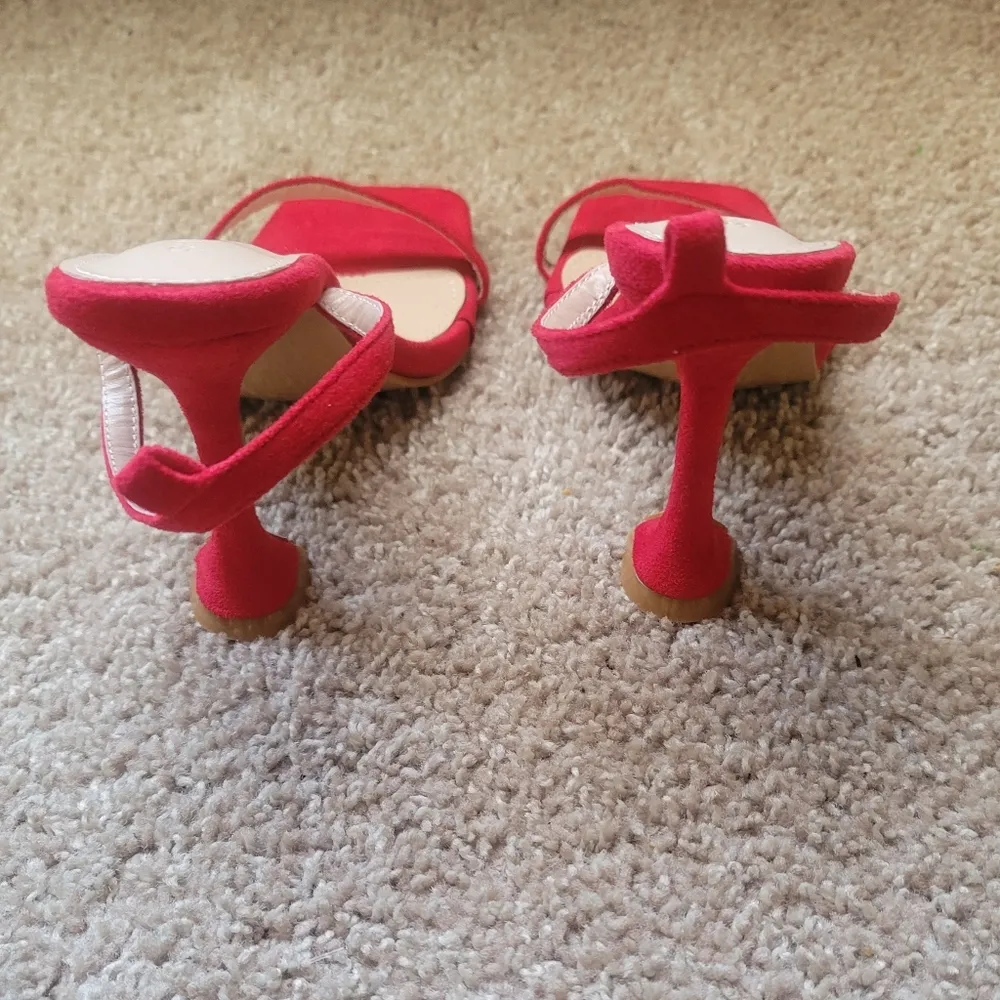 🔥SALE🔥She & IN Red Open Square Toe Heels 9 - Image 8