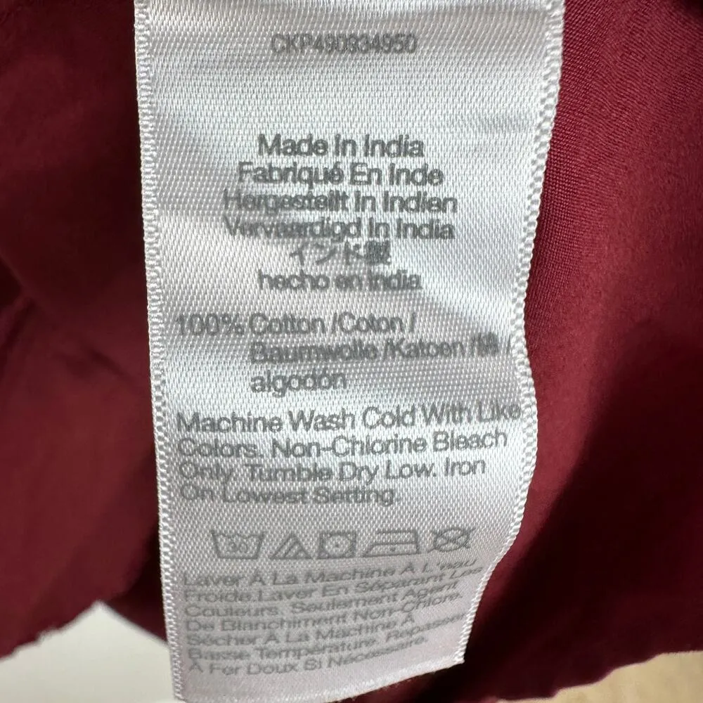 Madewell Puff Sleeve Mini Dress Poplin Claret Burgundy A Line Pockets Medium NWT - Image 12