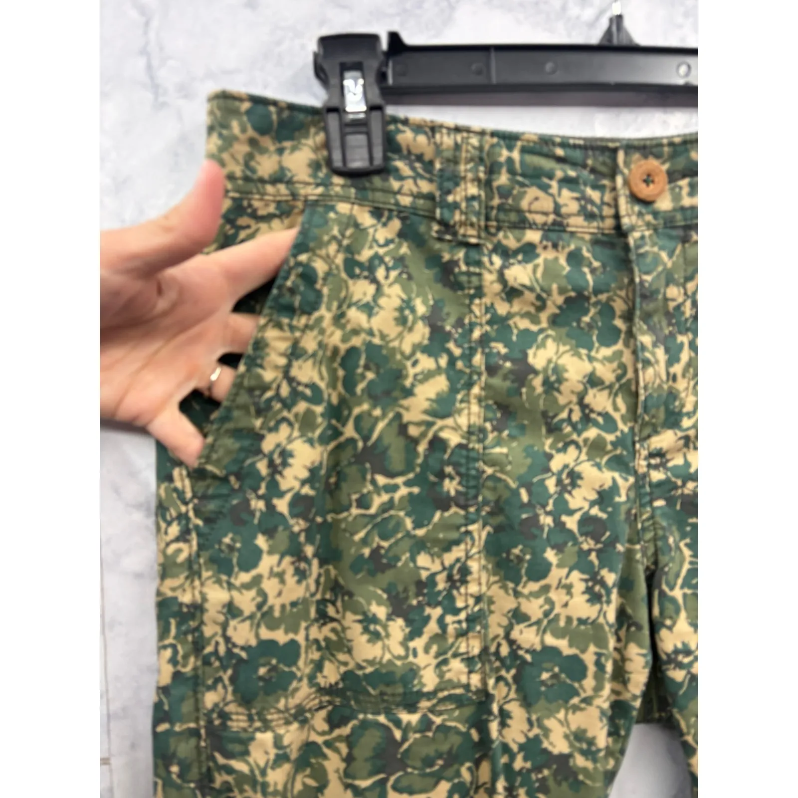 HEI HEI Women's Floral Camo Utility Pants Straight Leg Casual Streetwear 29 Green - Image 8