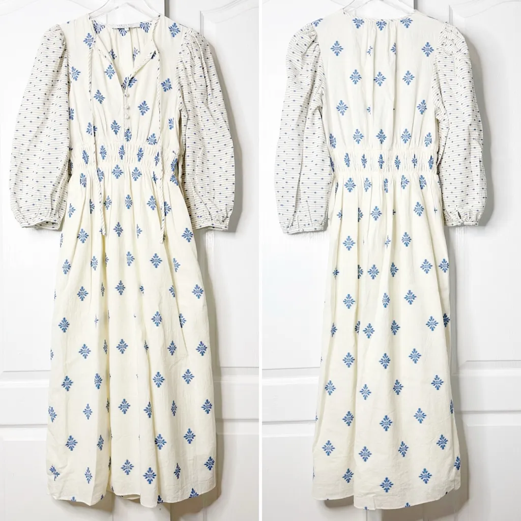 Hunter Bell “Clementine” Blue Medallion Midi Dress Size Medium - Image 6