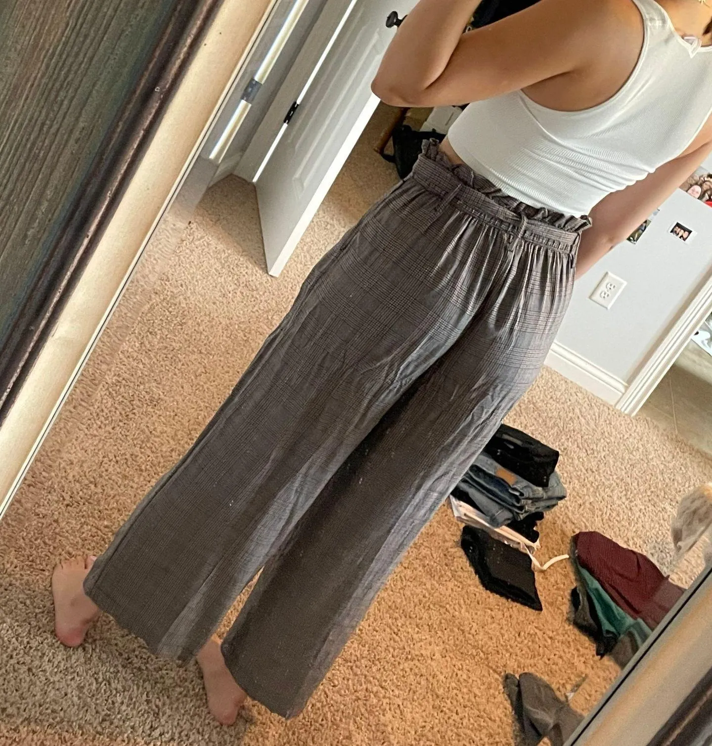 American Eagle Plaid Paper Bag Pants - Image 3