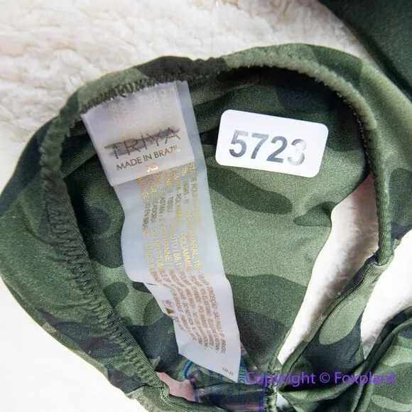 NEW Triya camo camouflage knotted detail‎ one piece swimsuit, size XS Green - Image 12
