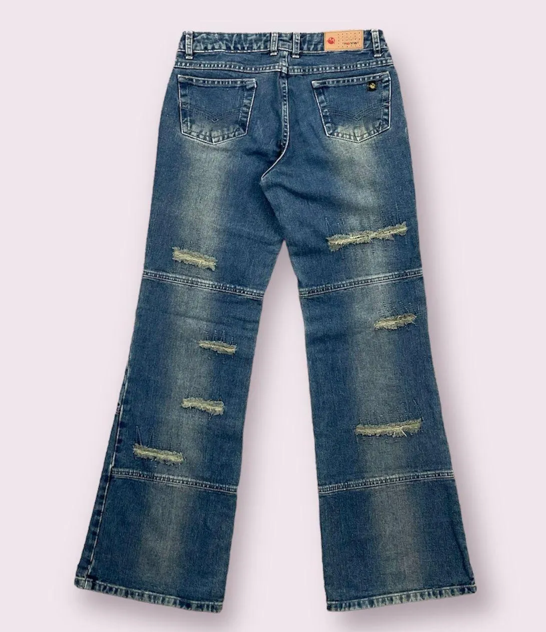 MONNARI Vintage Y2K 2000’s Faded Distressed Mid Rise Wide Leg Jeans Blue Size 10 - Image 7