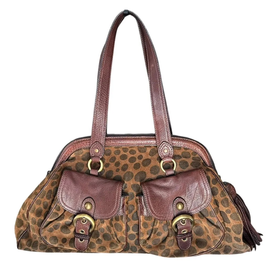 Moschino Women’s Vintage Y2K Top Handle Leopard Print Polka Dot Leather Purse - Image 13