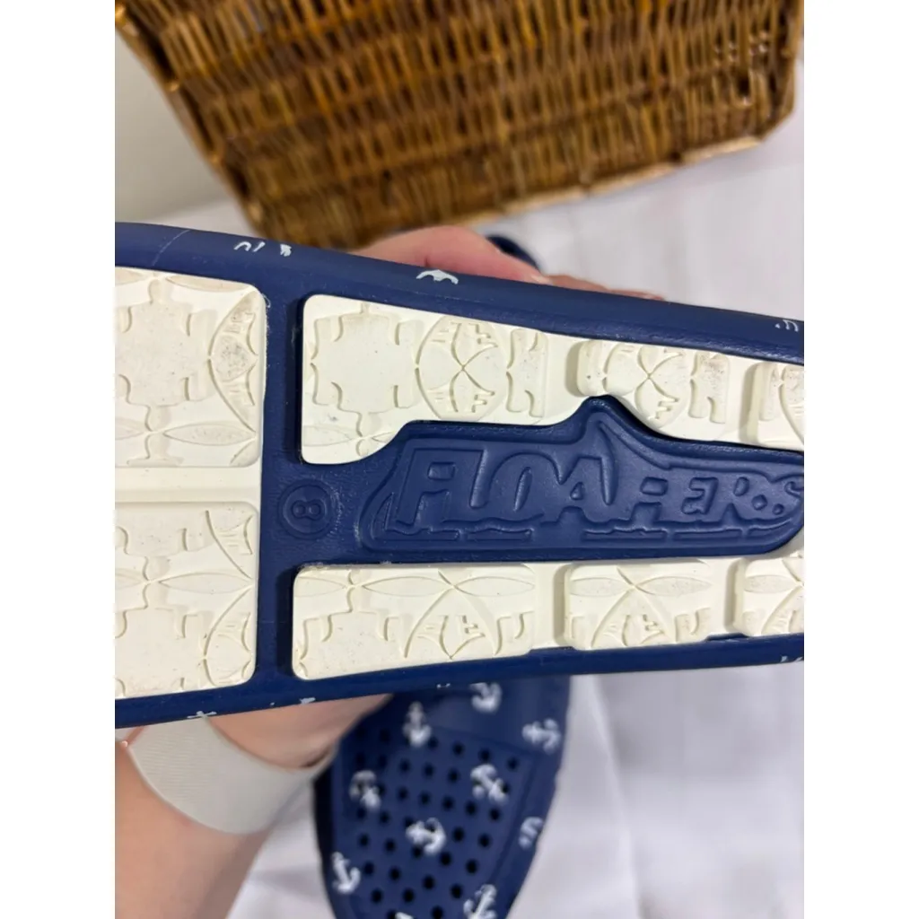 Women's Floafers Boat Shoes Blue/White Anchor Print Size 8 Blue - Image 9