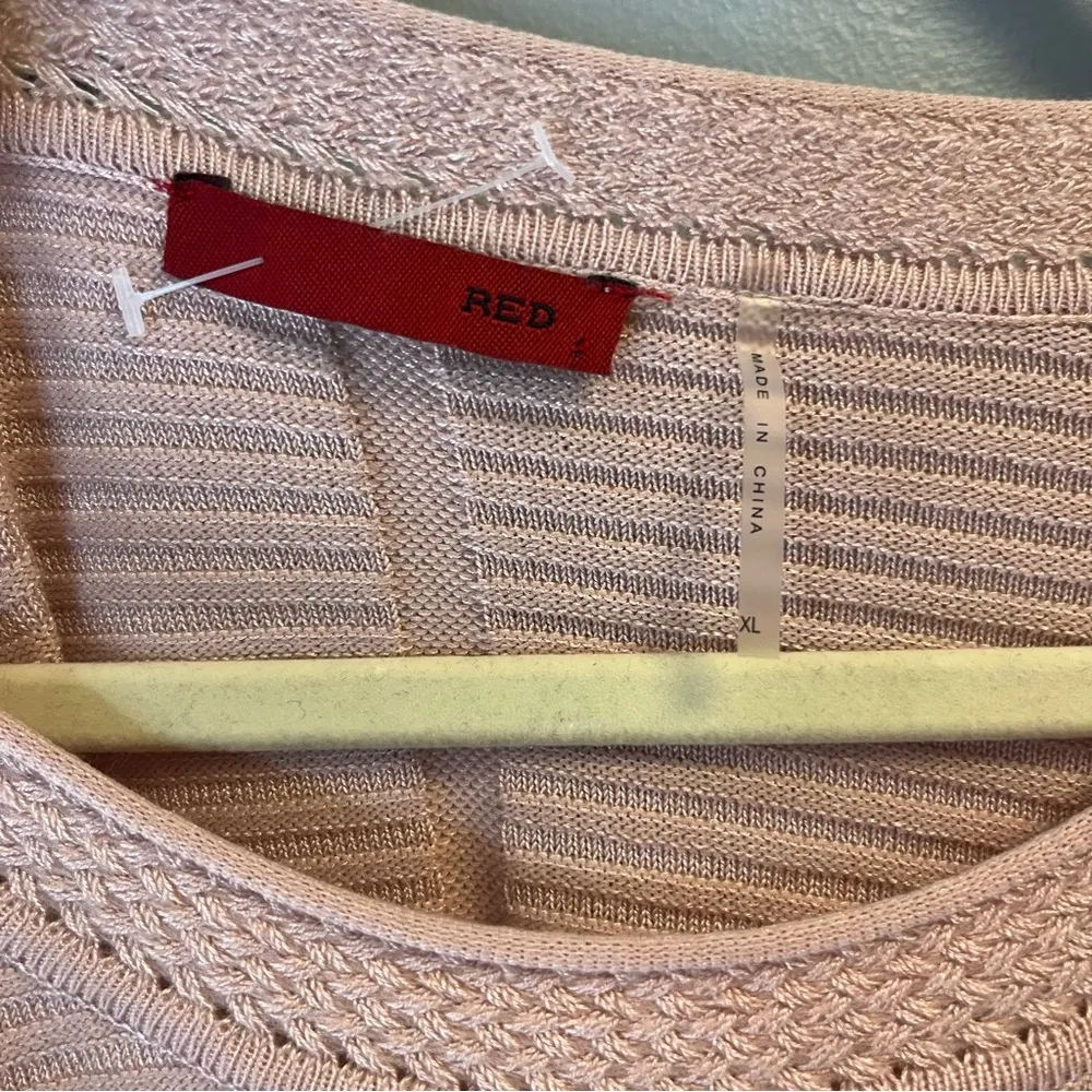 RED Brand Sweater Light Pink Crew Neck Ribbed Long Sleeve Knit XL EUC Rayon Blnd - Image 2