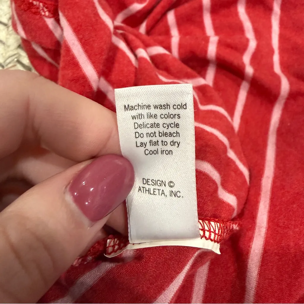 Athleta  Red and White Dusty Shark Bite Striped Maxi Dress - Image 7