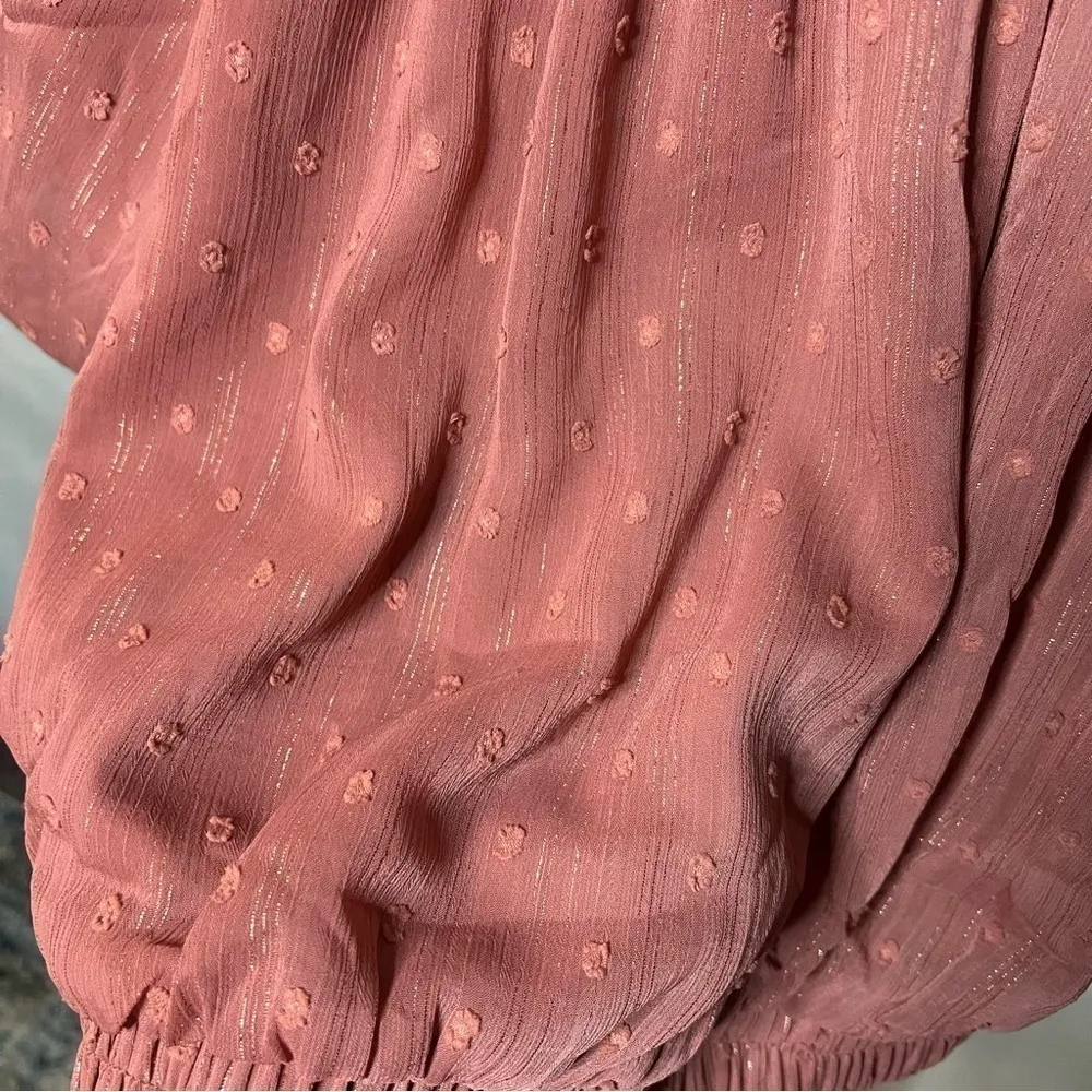 By The River Blush Pink Puff Sleeve Blouse Large - Image 6