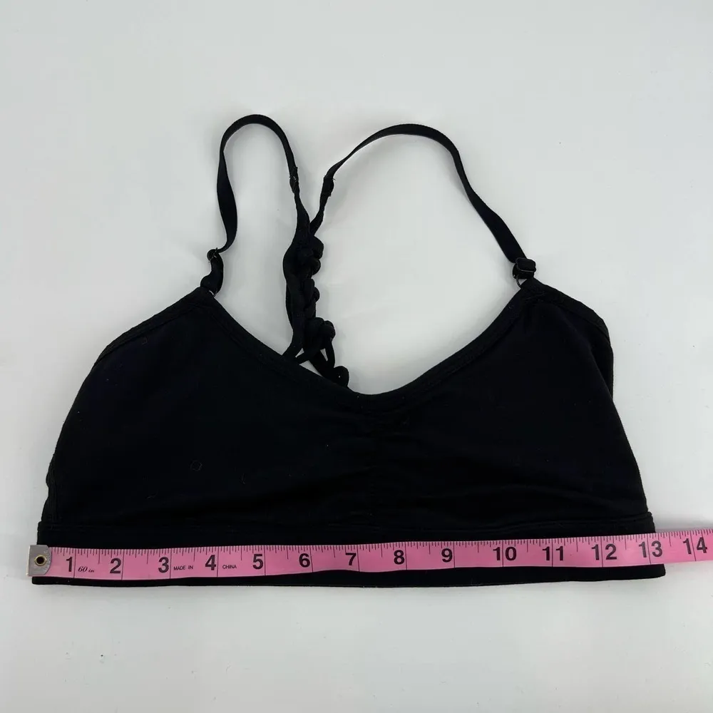 Prana black twisted knot strappy back sports bra pullover support size small - Image 2