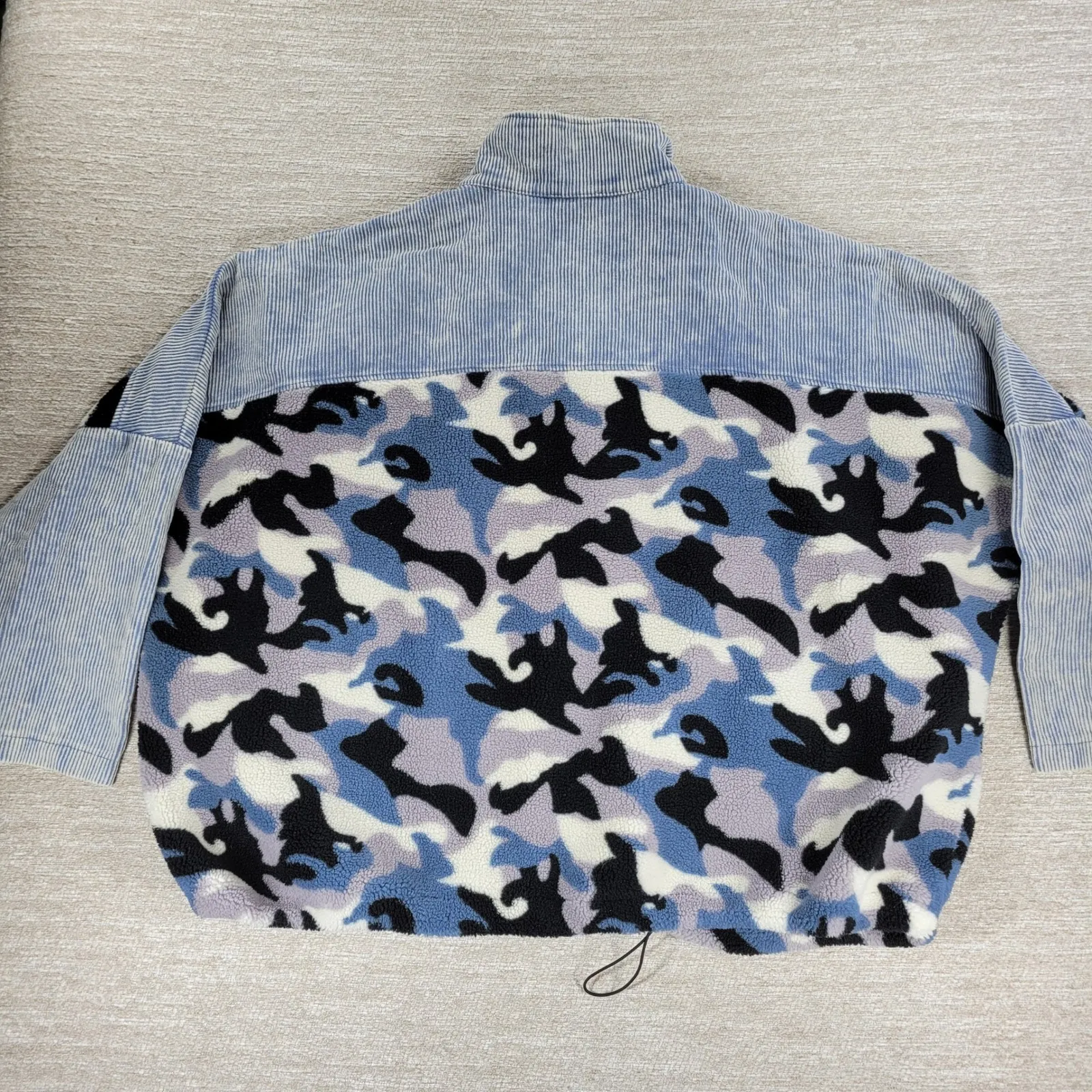 White Birch  Blue Camo Corduroy Jacket 2X Dolman Sleeve Full Zip - Image 9