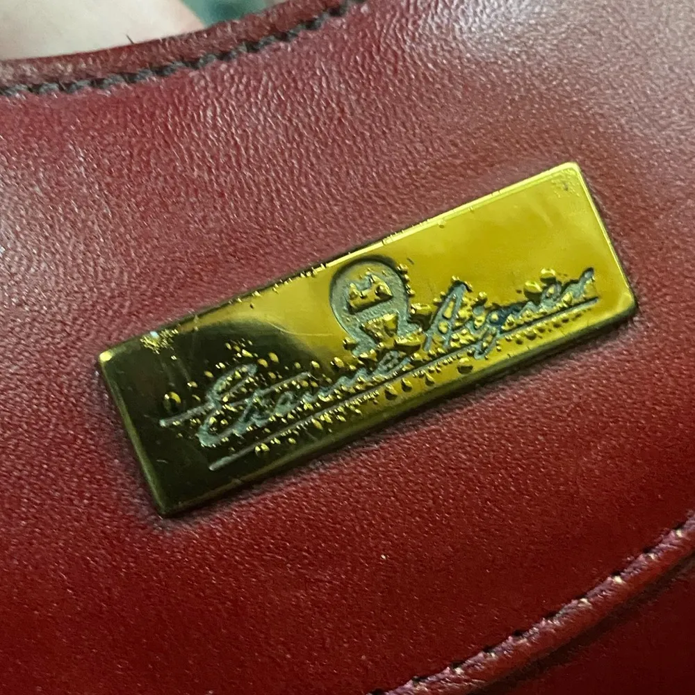 Vintage 70/80s oxblood burgundy leather handle briefcase purse - Image 3