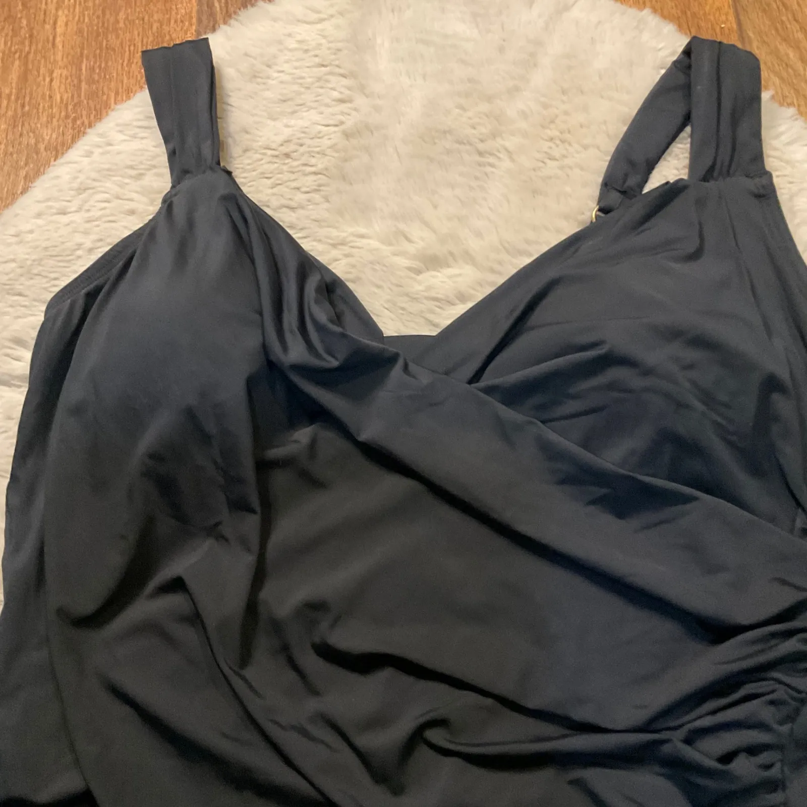 Jantzen‎ Swimsuit One Piece Size 16 Black Supportive Adjustable Strap  Rouched - Image 2
