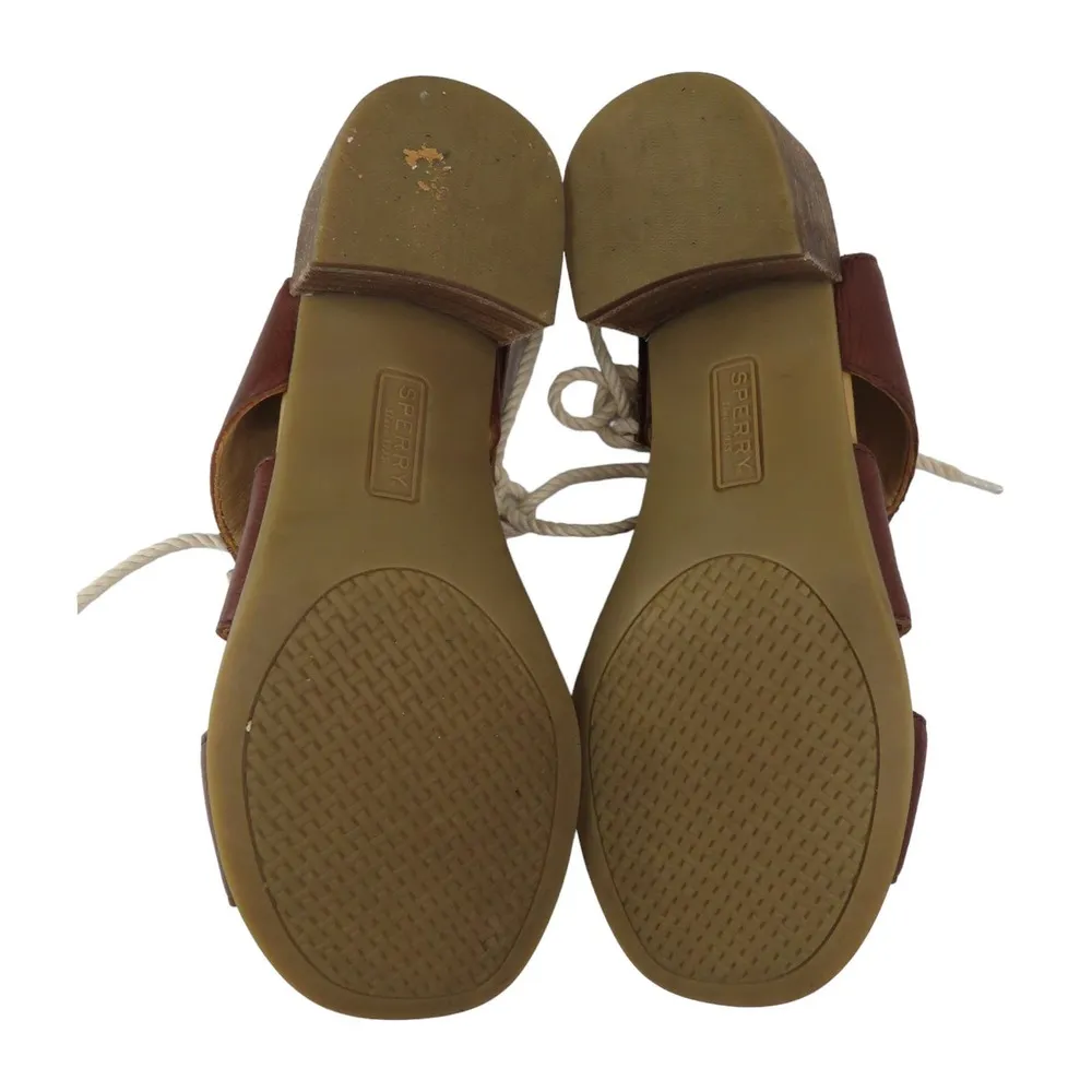 Sperry Top Sider Vivienne Lia Leather Sandals Lace Up Block Heel Size 7 - Image 5