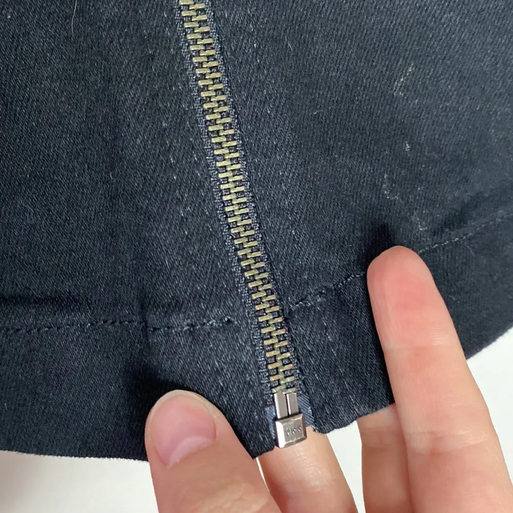 Free People Virgo High Waisted Front Zipper Denim Mini Skirt in black size 26 - Image 6