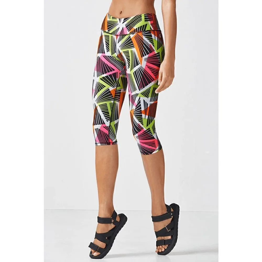 Fabletics Tribal Neon Geo Print Define Mid Rose Crop Legging, M - Image 7