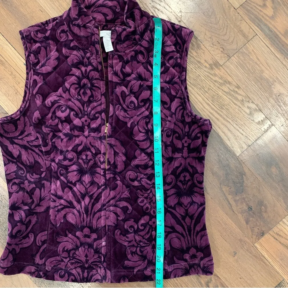 Charter Club Woman Purple & Black Floral Velour Quilted Vest Size Petite… - Image 9