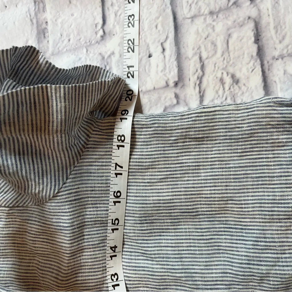 Quince 100% European Linen Camp Shirt Blue White Stripe Coastal Nautical XS - Image 4