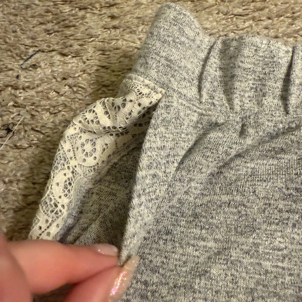 Cacique Gray Coquette Victorian Pocket Sleep Shorts with Lace Trim - size 14/16 - Image 4