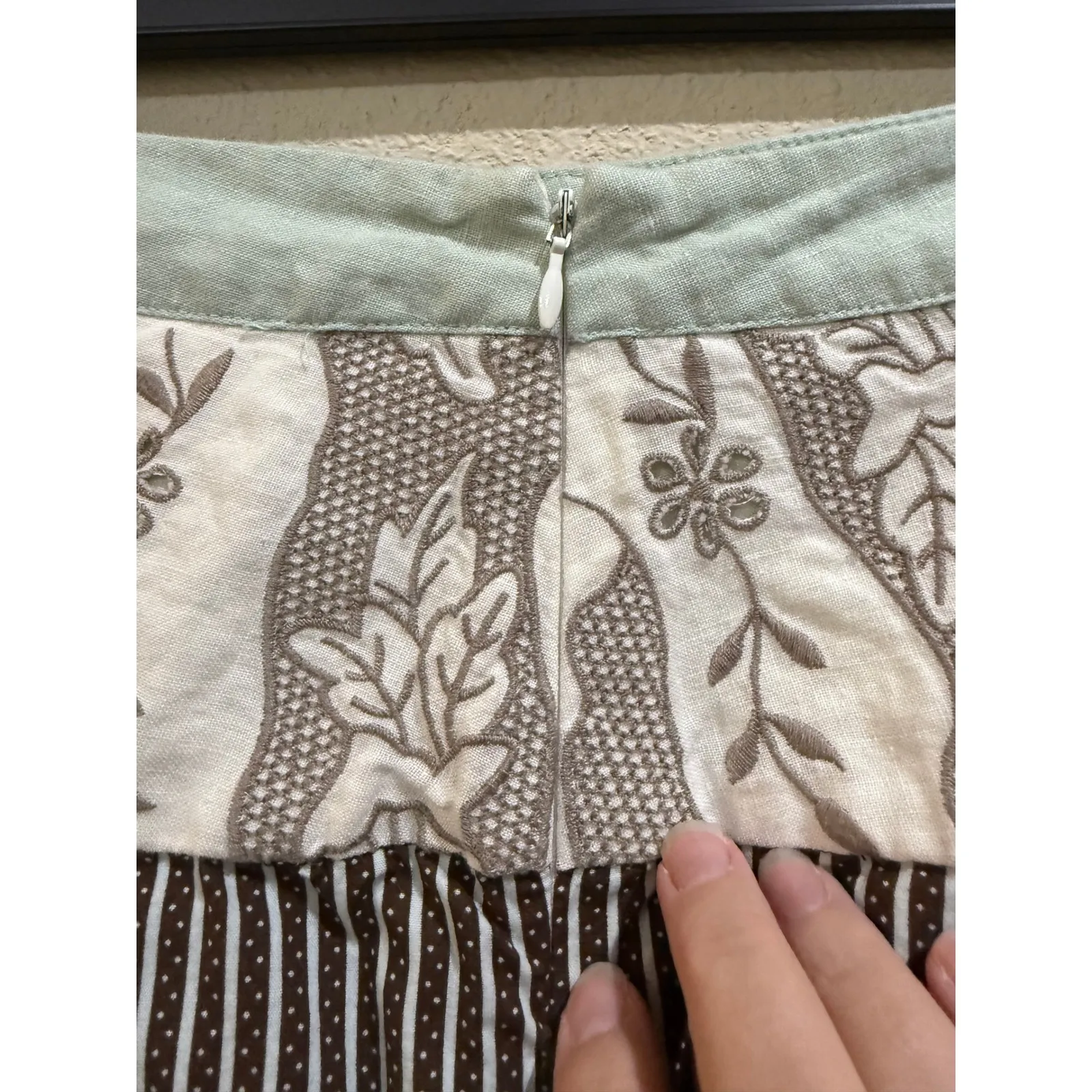 Cabi Skirt Size 6 Brown Beige Floral‎ Striped Cotton A Line Womens Apparel - Image 4