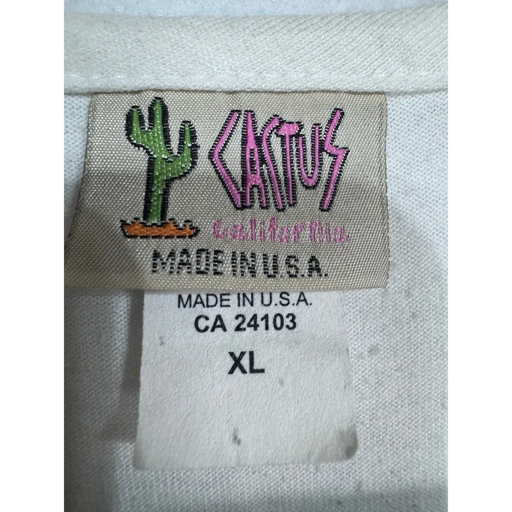 Vintage Cactus California Women's Beaded Lace Floral Applique Top Ivory White XL - Image 2