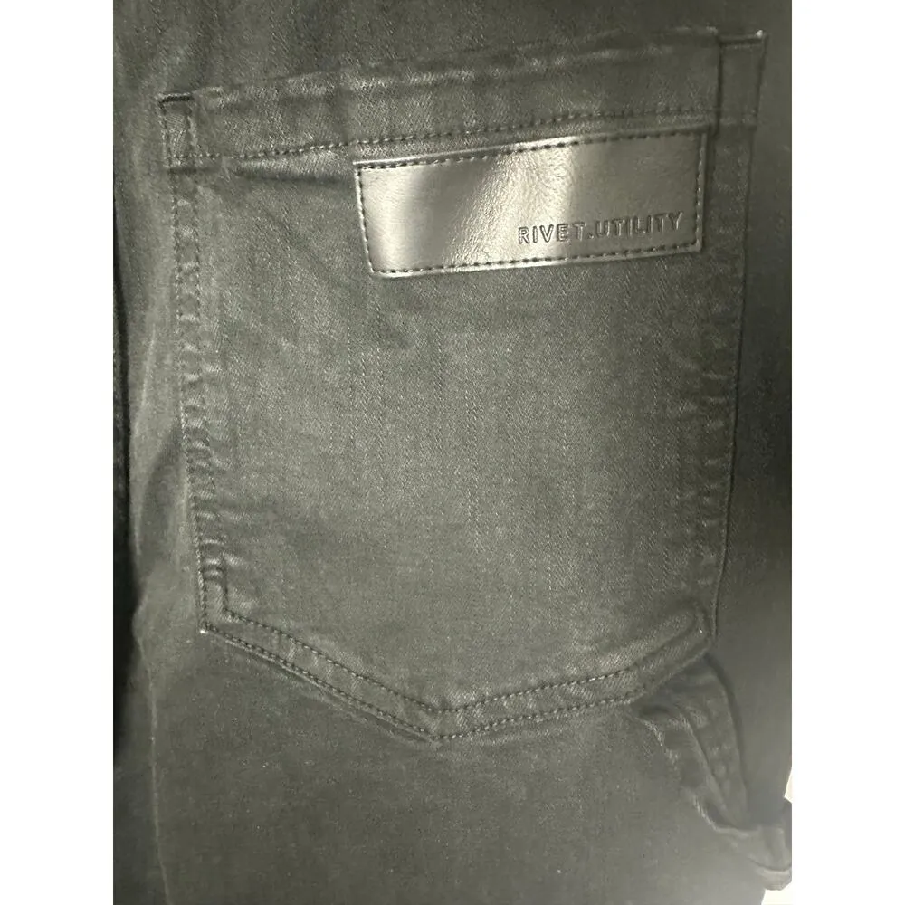 Rivet Utility Size Small Powerhouse Denim Jumpsuit Black $425 MSRP Designer RARE - Image 7